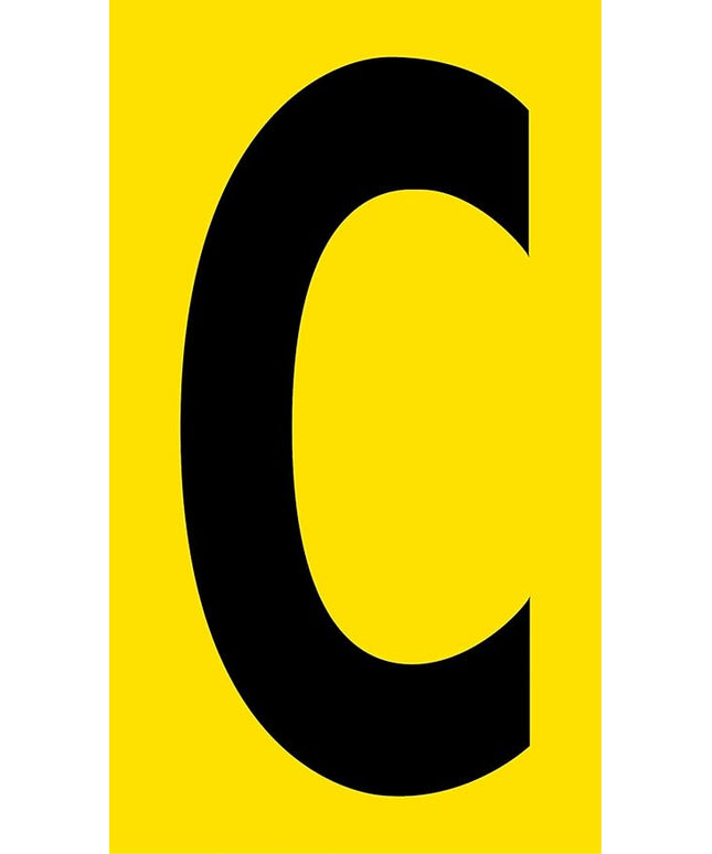 Mighty Line C Letter Alphabet Die Cut Location Markers, Large Decal Stickers for Pallet and Machinery Marking, Heavy-Duty, Peel and Stick Adhesive, Industrial Quality, 6"x10", Pack of 10, Yellow