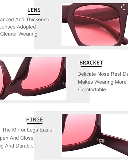 Vintage Women Oversized Sunglasses Designer Luxury Square Sun Glasses UV400 Protection Flat Lens