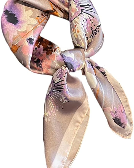 MINIDORA Satin Scarves for Women 27.5 × 27.5 inches Medium Square Elegant Silk Feeling Head Scarf
