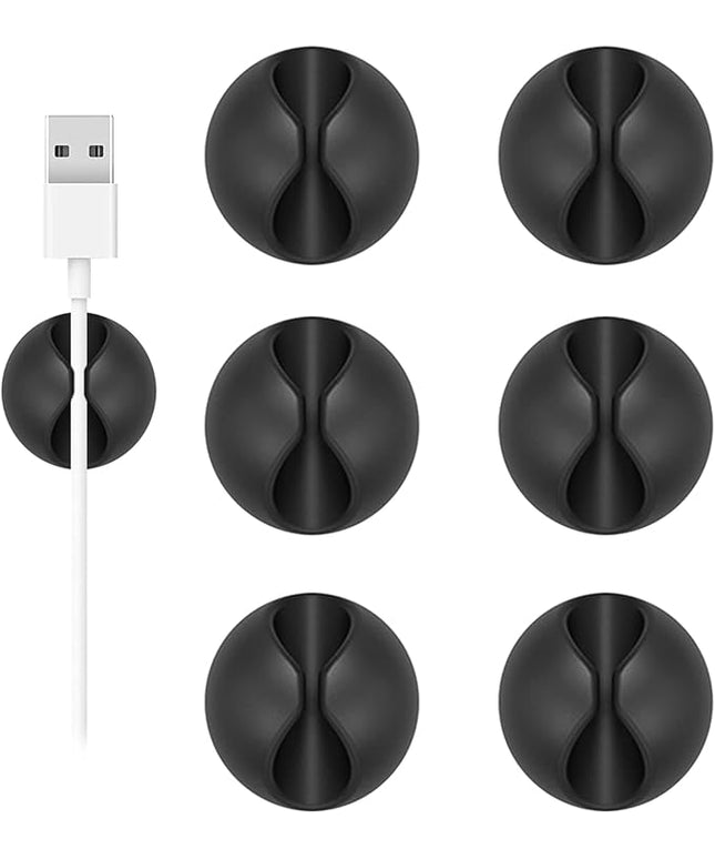 Shintop Cord Organizer, 6 Pack Black Charger Holder Cable Clips Wire Clips for Organizing Desk Nightstand Car Phone Charger