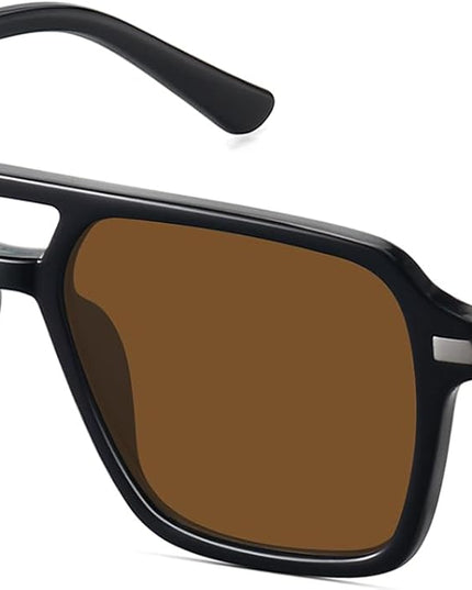 Retro Aviator Sunglasses for Women Men Trendy Classic Square 70s 80s 90s Vintage Shades Double Bridge Aviators FZN813