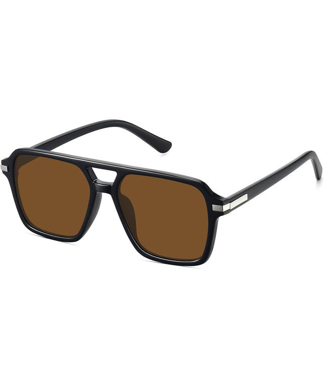 Retro Aviator Sunglasses for Women Men Trendy Classic Square 70s 80s 90s Vintage Shades Double Bridge Aviators FZN813
