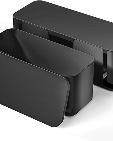YECAYE 2 Pack Cable Management Box, Pet Friendly Cable Box Organizer for Home & Office, Child-Proof Floor Cord Cover, Cord Management and Cord Hider, Black