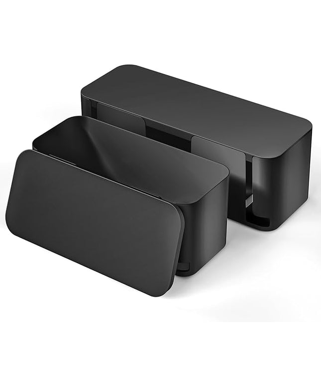YECAYE 2 Pack Cable Management Box, Pet Friendly Cable Box Organizer for Home & Office, Child-Proof Floor Cord Cover, Cord Management and Cord Hider, Black