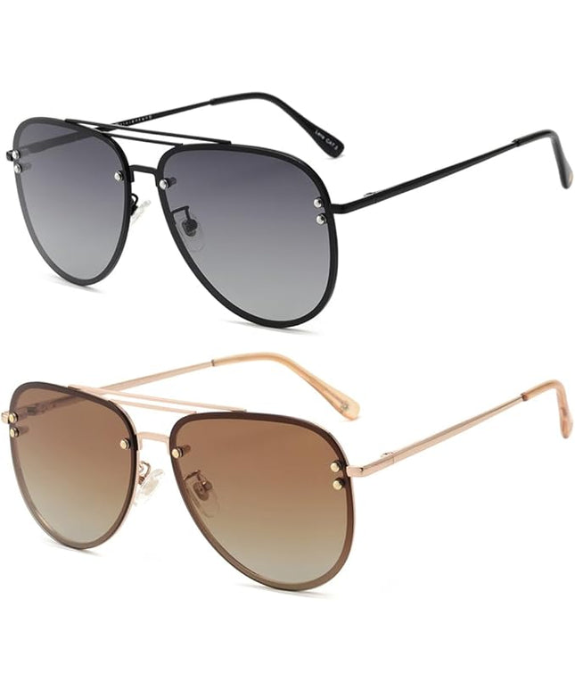 Trendy Oversized Aviator Sunglasses Womens, Retro Cute Big Shades Women's Fashion Sun Glasses UV Protection VF2203