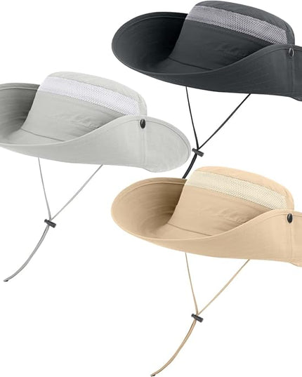 3 Pack Mens Boonie Sun Hat UV Protection Outdoor Bucket Fishing Hat for Hiking Safari & Gardening