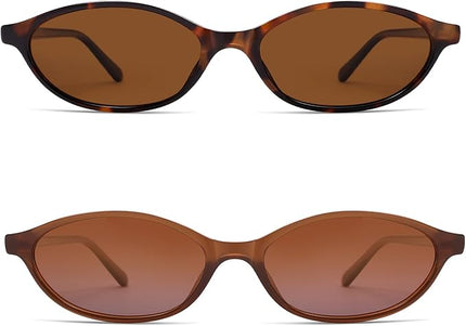 Retro Oval Cat Eye Sunglasses for Women Y2k Trendy Narrow Sunnies Designer Sun Glasses AR82253