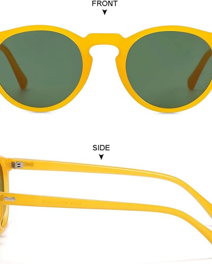 Gleyemor Vintage Polarized Sunglasses for Men Round Sunglasses UV400 Protection Retro Hand-crafted Acetate Frame
