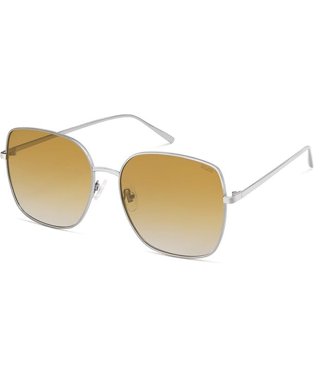 SOJOS Trendy Oversized Square Metal Frame Sunglasses for Women Men Retro Big Flat Lens UV Protection Sunglasses SJ1146