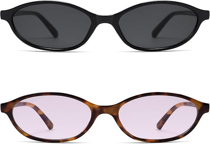 Retro Oval Cat Eye Sunglasses for Women Y2k Trendy Narrow Sunnies Designer Sun Glasses AR82253