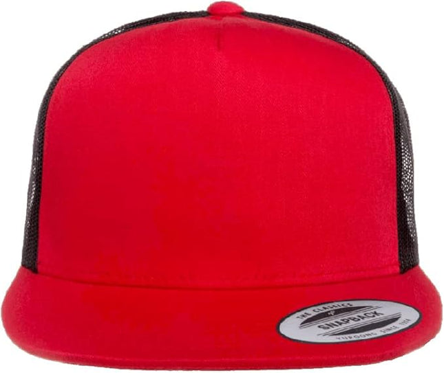 Yupoong 5-Panel YP Classic Trucker Cap | High Profile Flat Visor Snapback | OSFM | Bulk Packs Available