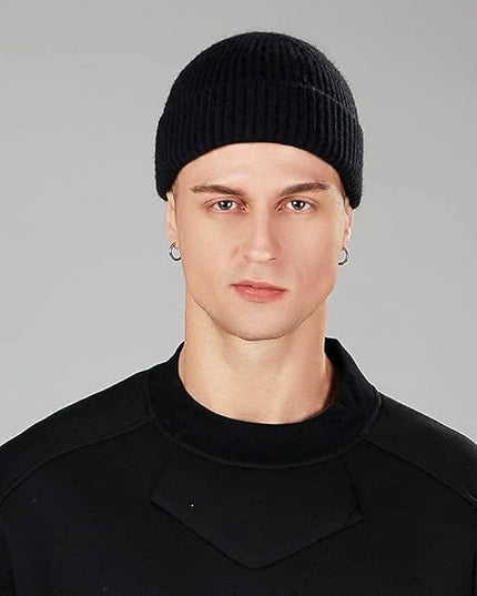 ROYBENS 4 Pack Wool Fisherman Beanies for Men, Knit Short Watch Cap Winter Warm Hats