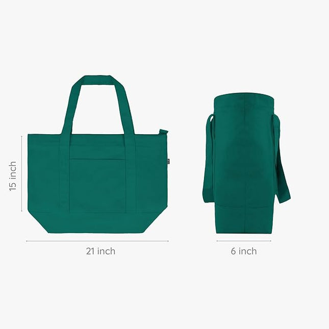 Eco Right Canvas Tote Bag for Women with Zip & Inner Pocket, 100% Organic Cotton Tote Bags for Men, Shopping, Beach