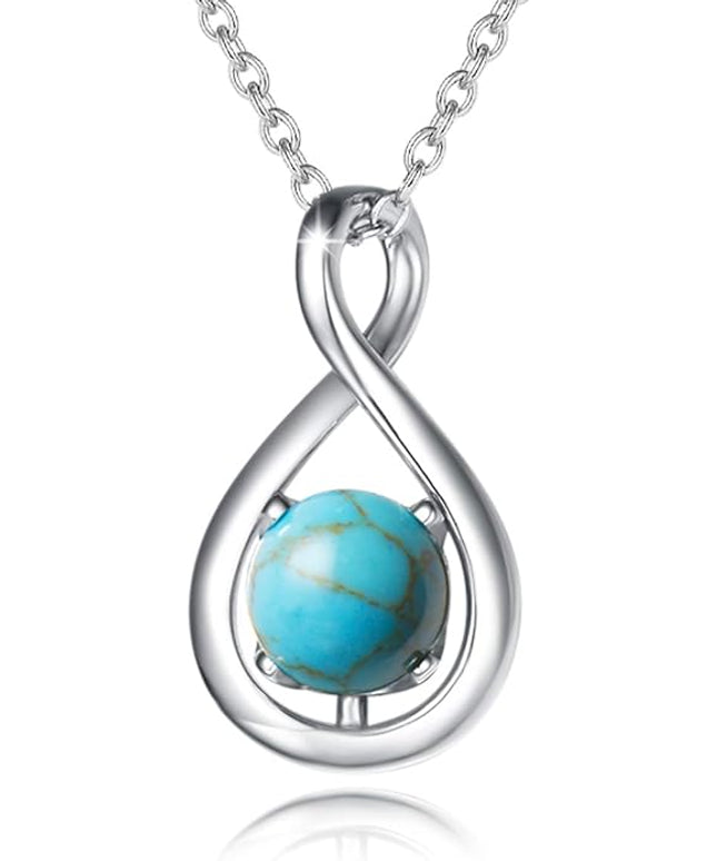 FANCIME Birthstone Necklaces for Women Fine Jewelry Sterling Silver Dainty Infinity Pendant Anniversary Birthday Christmas Gifts for Her Wife Mom Lady Daughter, Chain 16"+2" Extend
