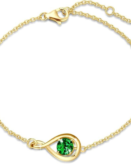 FANCIME Love Bracelet 925 Sterling Silver Infinity Birthstone Bracelets for Women Fine Jewelry Birthday Christmas Gifts for Her Mom Wife, Chain Length 6.7"+1.2" Extend