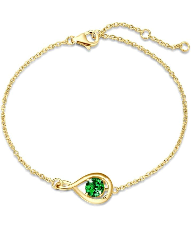 FANCIME Love Bracelet 925 Sterling Silver Infinity Birthstone Bracelets for Women Fine Jewelry Birthday Christmas Gifts for Her Mom Wife, Chain Length 6.7"+1.2" Extend