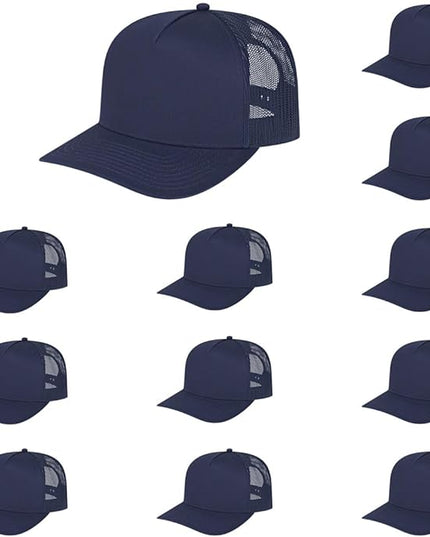 Cap America i3039 Classic 5 Panel Mid Profile Structured Trucker Mesh Back Cap w/ & Adjustable Snapback