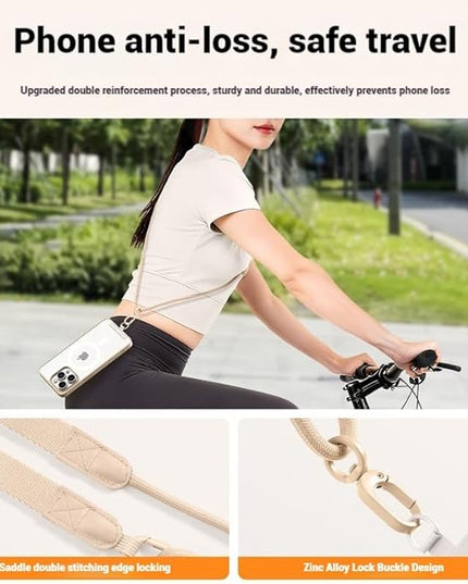 Phone Lanyard Premium Cell Phone Strap Crossbody with Stainless Steel Tether Tab Wide Comfort Strap with Adjustable Zinc Alloy Buckle Anti-Loss Universal for All Phones Keys Cards Travel Outdoor Black