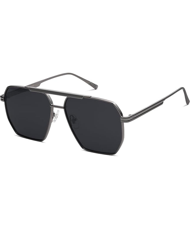 SOJOS Retro Oversized Square Polarized Sunglasses for Women Men Vintage Shades Classic Large Metal Sun Glasses