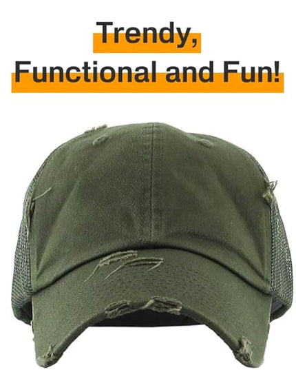 KBETHOS Vintage Washed Distressed Cotton Dad Hat Baseball Cap Adjustable Polo Trucker Unisex Style Headwear