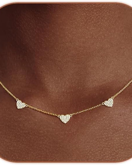 Cute Heart Necklace Dainty 18k Gold Plated Tiny Heart Pendant Choker Necklaces Small Gold Love Open Heart Chain Necklace for Women Simple Gold Necklace for Women Trendy Jewelry