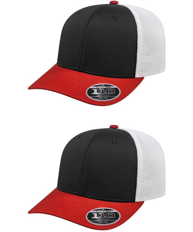Cap America i8502 Flexfit 110 Premium Mid Profile 6-Panel Mesh Back Trucker Cap Hat w/UV Guard & Adjustable Snapback