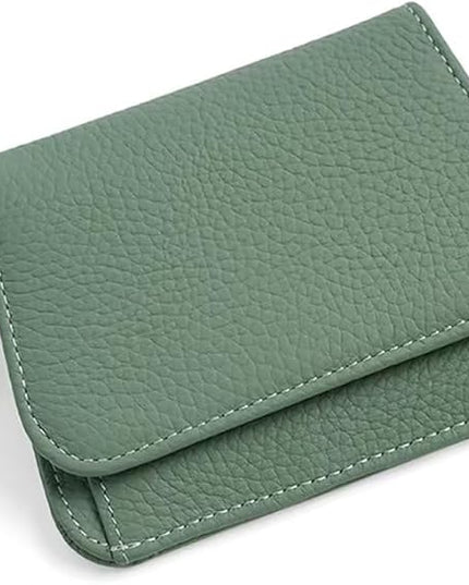 Mudono Small Wallet for Women RFID Blocking Genuine Leather Card Case Slim Tri-Fold Wallet with Zipper Pocket and Keychain