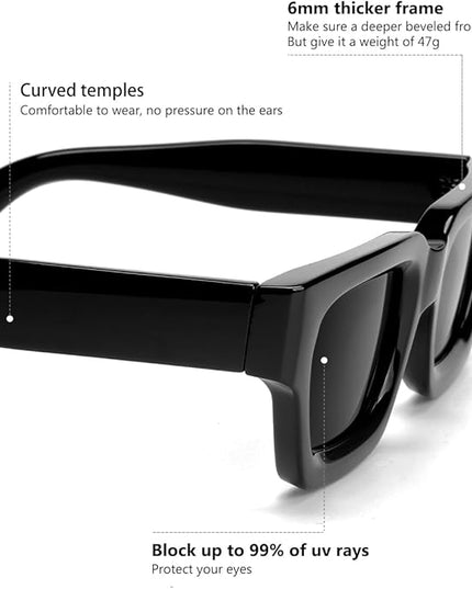 Trendy Square Sunglasses for Men Women Fashion Thick Rectangle Sun Glasses UV Protection Shades Designer Style