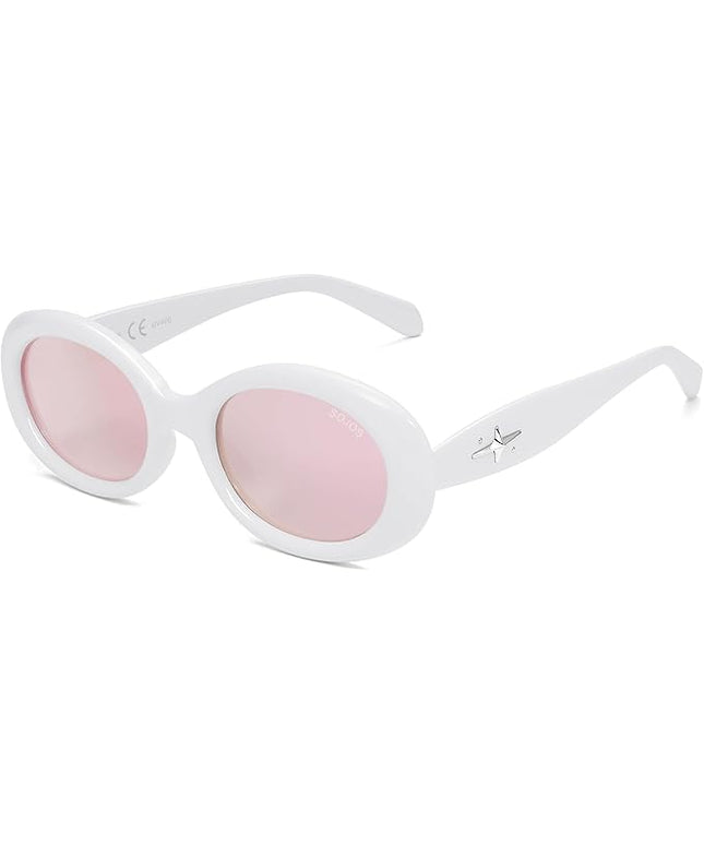 SOJOS Small Retro Oval Polarized Sunglasses for Women Men 90s Vintage UV400 Protection Tiny Sun Glasses SJ2286