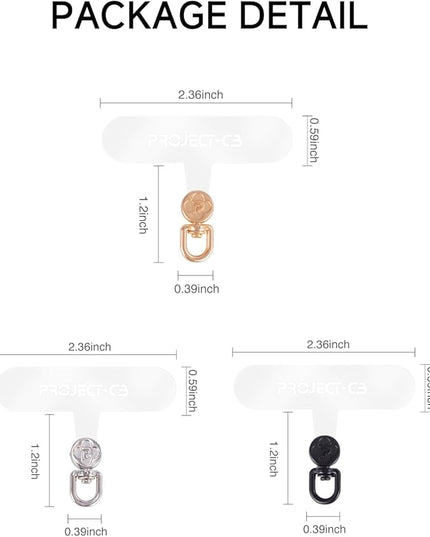project-cb Phone Tether Tab 2 Pack,Universal Phone Lanyard Patch without Adhesive,Phone Strap Replacement Part for Cell Phone (Clear-Silver)