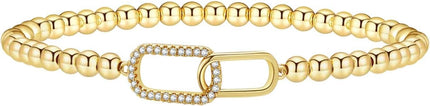 Gold Bracelets for Women 14K Gold Beaded Bracelets Stackable Bracelets for Women Gold Charm Bracelet Non Tarnish Gold Jewelry for Women Trendy