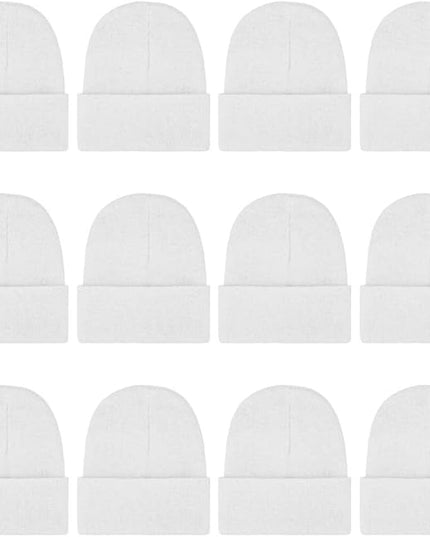 ZH 12-Pack Knitted Winter Beanie Hats for Men and Women, Warm and Cozy Cuffed Skull Caps, Bulk Purchase