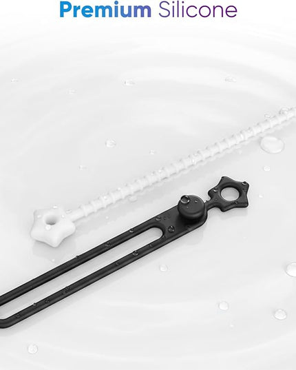 52 Pack Silicone Cable Ties, Reusable Star Design Cord Organizer Straps in 2 Styles, Durable & Stretchable Wire Management for Home, Office, Travel (Black&White)