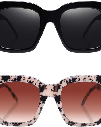 Vintage Women Oversized Sunglasses Designer Luxury Square Sun Glasses UV400 Protection Flat Lens
