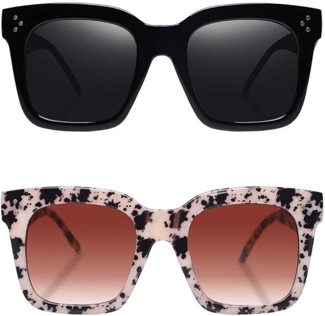 Vintage Women Oversized Sunglasses Designer Luxury Square Sun Glasses UV400 Protection Flat Lens