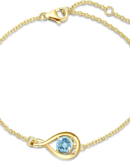 FANCIME Love Bracelet 925 Sterling Silver Infinity Birthstone Bracelets for Women Fine Jewelry Birthday Christmas Gifts for Her Mom Wife, Chain Length 6.7"+1.2" Extend