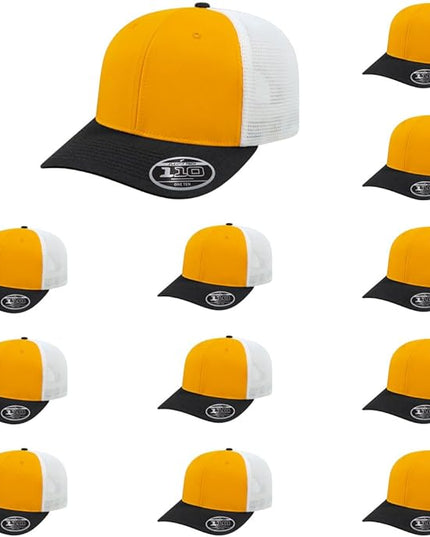 Cap America i8502 Flexfit 110 Premium Mid Profile 6-Panel Mesh Back Trucker Cap Hat w/UV Guard & Adjustable Snapback
