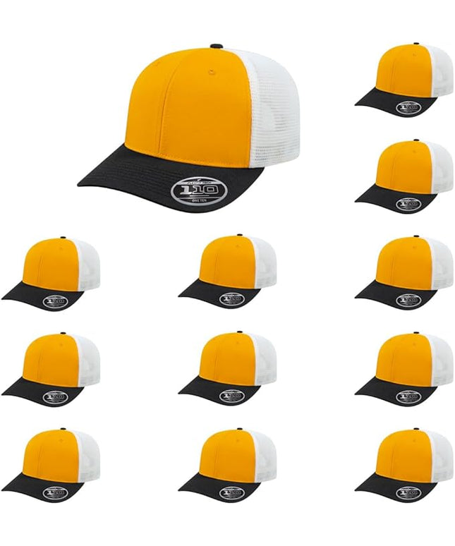 Cap America i8502 Flexfit 110 Premium Mid Profile 6-Panel Mesh Back Trucker Cap Hat w/UV Guard & Adjustable Snapback