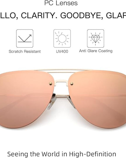 Trendy Oversized Aviator Sunglasses Womens, Retro Cute Big Shades Women's Fashion Sun Glasses UV Protection VF2203