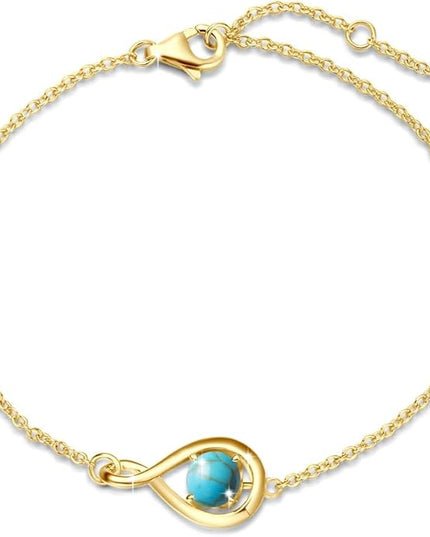 FANCIME Love Bracelet 925 Sterling Silver Infinity Birthstone Bracelets for Women Fine Jewelry Birthday Christmas Gifts for Her Mom Wife, Chain Length 6.7"+1.2" Extend