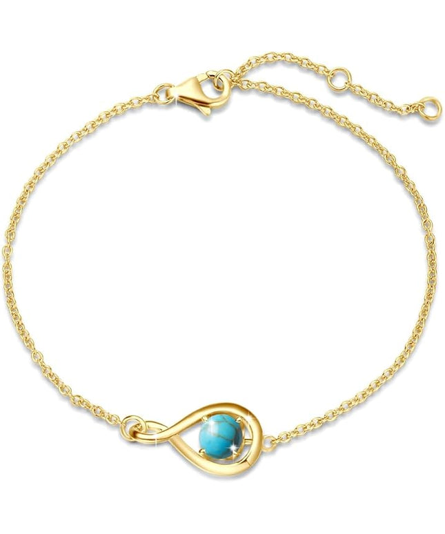 FANCIME Love Bracelet 925 Sterling Silver Infinity Birthstone Bracelets for Women Fine Jewelry Birthday Christmas Gifts for Her Mom Wife, Chain Length 6.7"+1.2" Extend