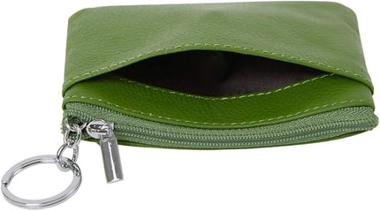 Women's Genuine Leather Coin Purse Mini Pouch Change Wallet with Keychain