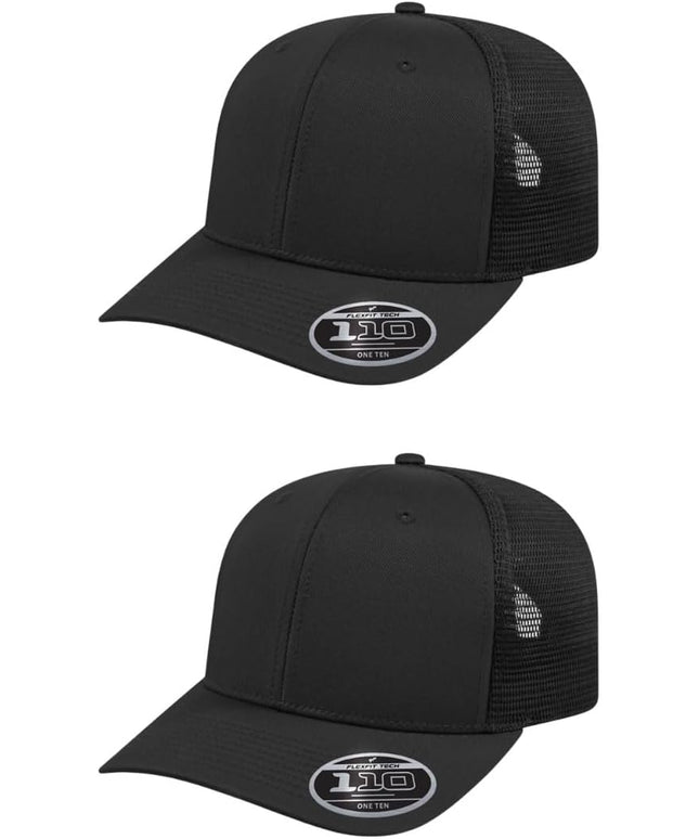 Cap America i8502 Flexfit 110 Premium Mid Profile 6-Panel Mesh Back Trucker Cap Hat w/UV Guard & Adjustable Snapback