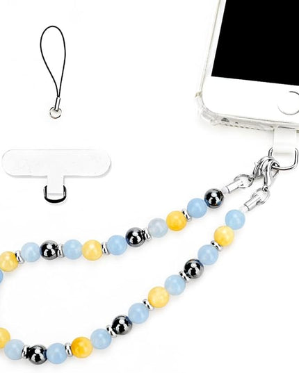 Marble Beaded Phone Wrist Strap, Cellphone Lanyard with Tether Tab, Hands-Free Wristlet Bracelet