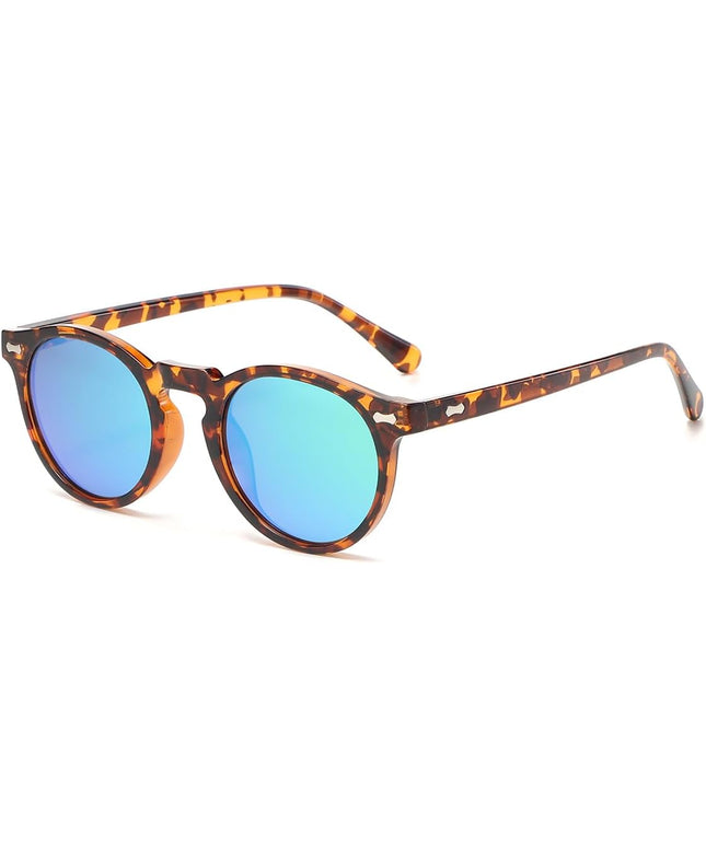 Gleyemor Vintage Polarized Sunglasses for Men Round Sunglasses UV400 Protection Retro Hand-crafted Acetate Frame