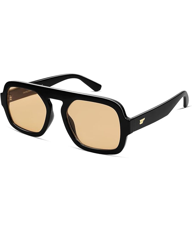 VANLINKER Oversized Retro Square Aviator Sunglasses for Women Men 70s Vintage Style Trendy Big Flat Top Sun Glasses VL9826