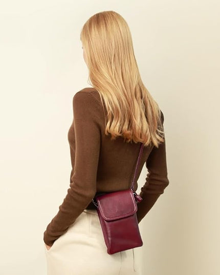 befen Genuine Leather Small Crossbody Bags for Women Cell Phone Bag Cross Body Purses,Silver Zipper
