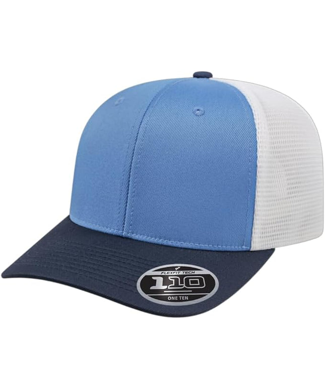 Cap America i8502 Flexfit 110 Premium Mid Profile 6-Panel Mesh Back Trucker Cap Hat w/UV Guard & Adjustable Snapback