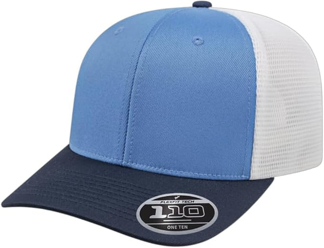 Cap America i8502 Flexfit 110 Premium Mid Profile 6-Panel Mesh Back Trucker Cap Hat w/UV Guard & Adjustable Snapback