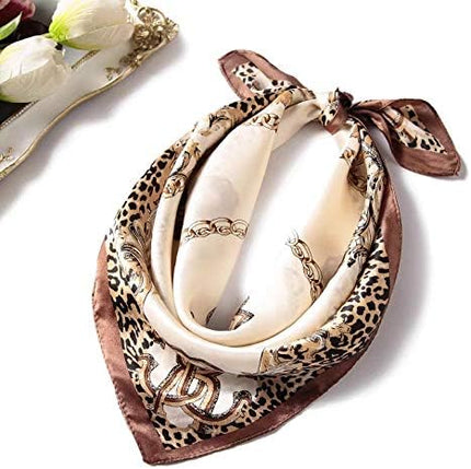ANDANTINO 100% Real Mulberry Silk Scarf -21'' x 21''- Lightweight Neckerchief –Women Men Small Square Digital Printed Scarves